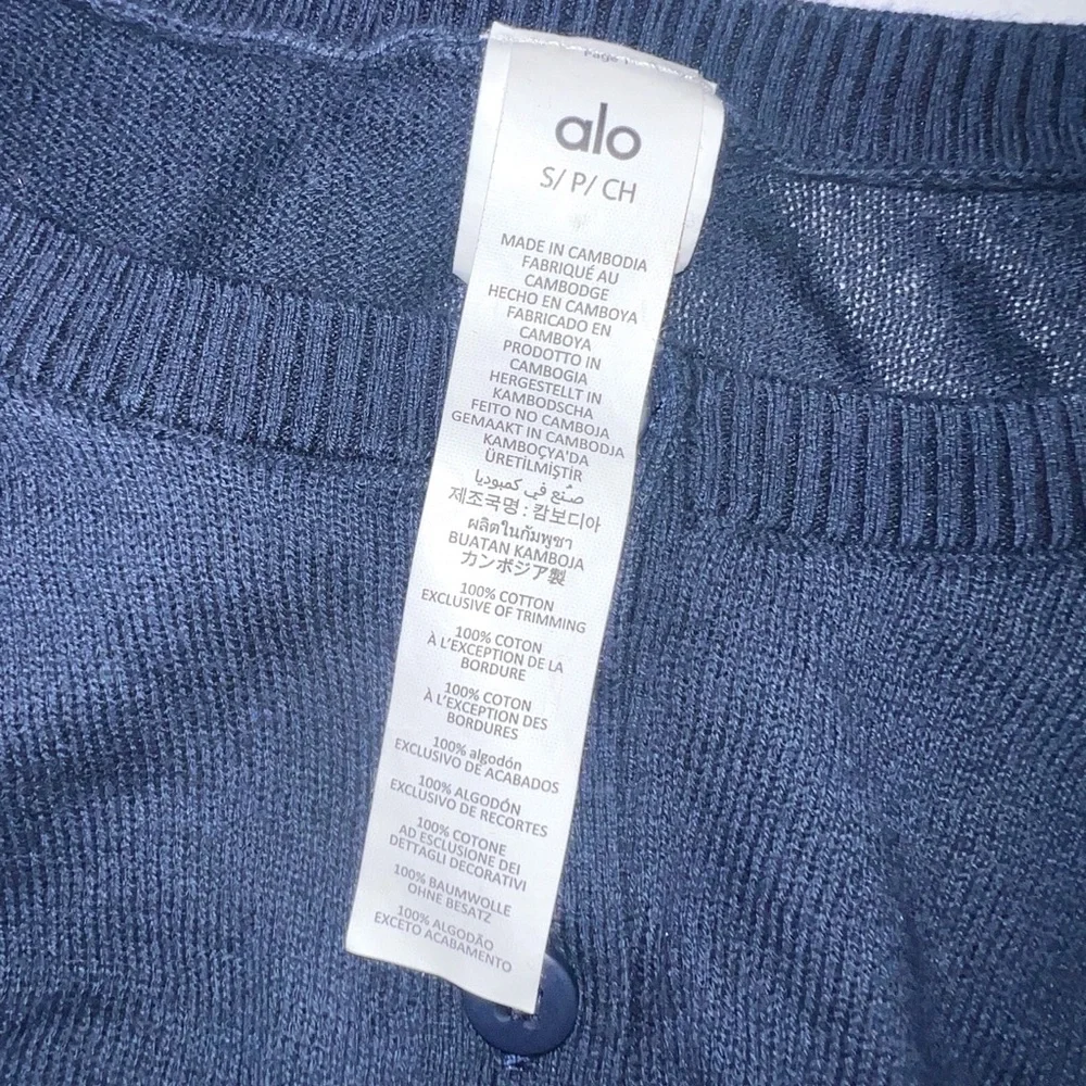 Alo Yoga Supernatural Navy Cropped Sweater Cardigan Small
